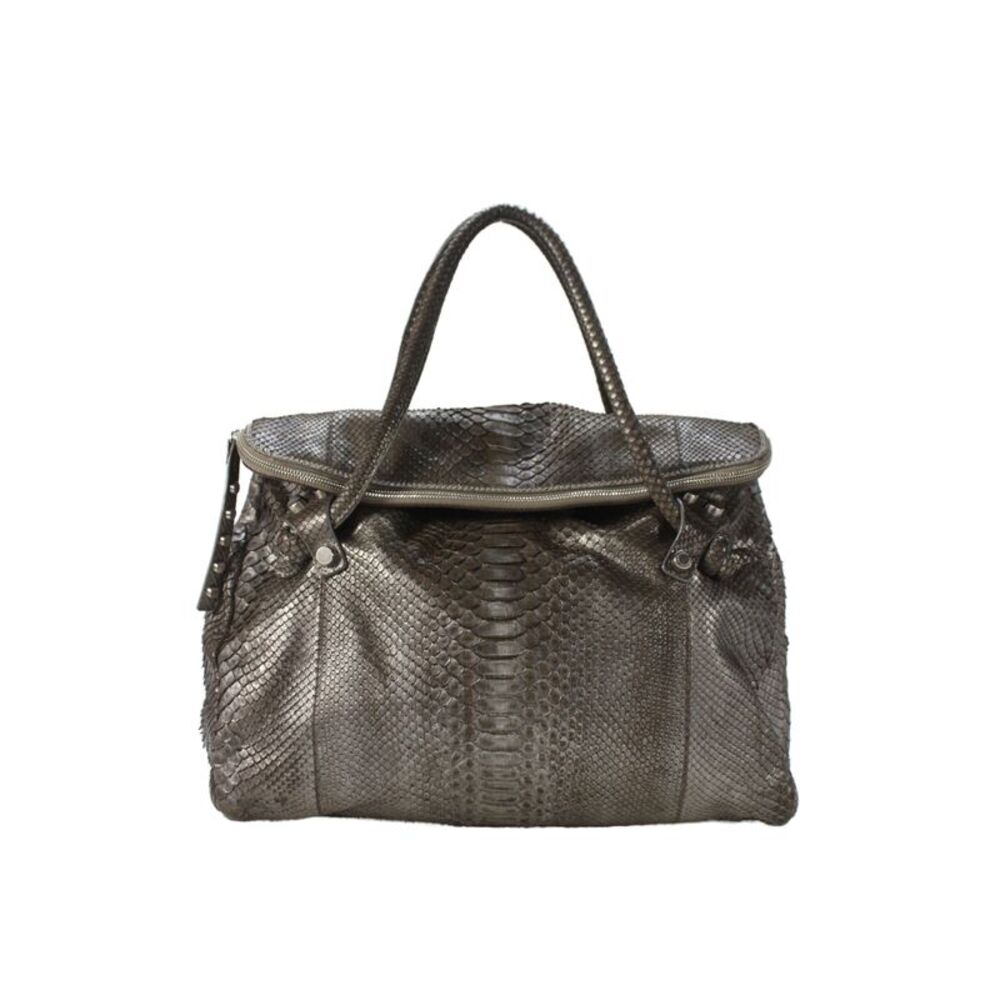 Ambrosi A Brianna Womens Exotic Leather Shoulder Bag Taupe